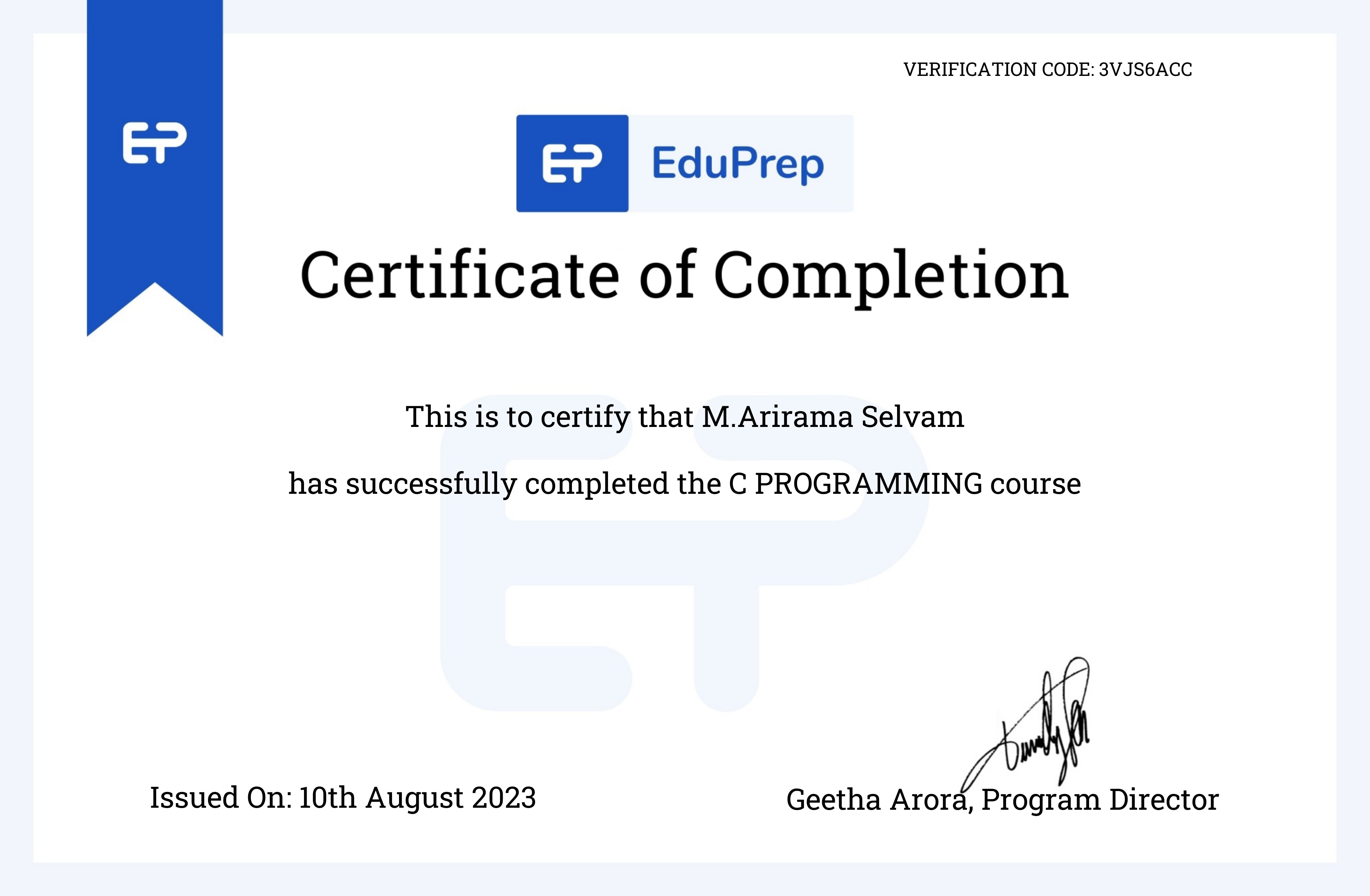 C Programming Certificate